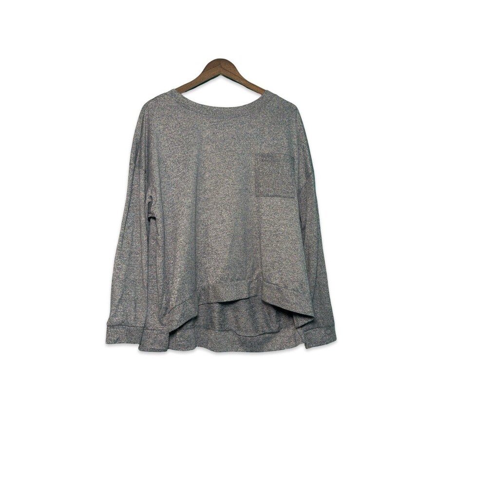 Secret Treasures Womens 2X Grey Long Sleeve Top Wide Neck Plus Size